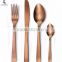 Wholesale Gold plated stainless steel wedding cutlery knife fork spoon tea spoon