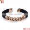 2016 fashion gold plated stainless steel clasp bracelet Genuine Leather Bangle