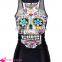 Black Floral Skull Print Summer Tank Top BX007 tank top women