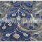 Newest design polyester gold/navy blue yarn embroidery lace fabric for dress