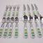 Green Strip Colorful 16Pcs Stainless Steel Cutlery Set With Plastic Handle