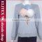 Wholesale grey ice cream fur decorated long sleeves sweatshirt women