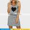 Sweet women square neck lace up strappy backless zipper sleeveless plaid summer mini dresses patterns with heart print