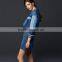 hot sale women denim shirt with pocket and block fashion design hot sale