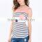 Hot Selling Sleeveless Strips Kinited Pocket Front Clip Back Lady Blouse
