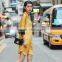 2017 Fashion Womens Comfortable Daily Hot Ladies middle sleeve deep V Elegant Women yellow fashion long shirt