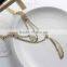 New Fashion Multilayer Layered Necklace Gold Plated With Feather Round Pendants French Gray Acrylic Beads 47.0cm long
