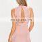Pink Side Strap High Neck Bodycon Dress Sexy Style