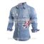New Designer Cusual Coats Mens Printing Pattern Collar Sleeve Denim Dress Shirts