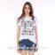 wholesale women custom short sleeve softtextile 100% cotton white t shirt with butterfly print