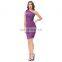 Kate Kasin Sexy Cheap Womens High Stretchy One Shoulder Pleated Short Purple Bodycon Cocktail Dress KK001002-1
