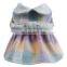 Cute Pet dog Cat Woolen plaid ladies dress puppy apparel fleece bowknot Clothes