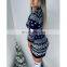 Women Winter Plus Size Pullovers Top Christmas Deer Warm Knitted Jumper Long Sleeve Sweater