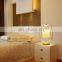Tonghua New Linen Shade Metal Frame Round Wood Base Modern LED Edison Bulb Table Lamp Bedside Desk Light