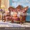 Classic Antique Furniture Hand Craved Wood Sofa Real Leather Couch Living Room Set