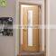 Simple bathroom toilet wood framed glass door french cheap oak solid interior wooden doors