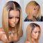 Short Ombre Honey Blonde Bob Wig With Baby Hair Dark Brown Straight Human Hair Wigs Lace Front 1b27 Brown Wigs For Black Women