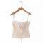 Sweet bow tie lace camisole vest for women in spring and summer, slim fit corset, slimming base top