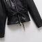 European and American personalized women's clothing spring new style short skirt hem imitation leather jacket jacket versatile