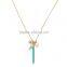 Latest Design Gold Tone Wing Star Turquoise Bar Pendant Beads Necklace Girls