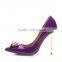 Four colors high heel wedding dress heels shoes with metal ornament beautiful face mask shoes