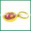 Round Flower Screen Printed With Glitter Filled in Key Chain