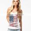 Wholesale Custom Printing Women Shirt American Flag Printed Tank Top