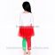 2015 baby girls elk applique chiffon ruffle top and stylish red&green polk dot pants set,christmas outfits for kids