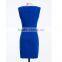 New fashion style O-neck sexy tight blue color bodycon midi pattern lady dress for party