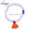 Fashion light purple resin pearl elastic bracelet with tassel and crystal beads for friends gift in 2016 valentine's day