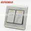 British standard stainless steel 2 gang electric wall switch