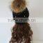 USA Style New Design Knitted Beanie Cap With Raccoon Fur Ball Multicolor Raccoon Fur Pompom Knit Hat