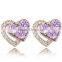 Colorful Cabochon Double Crossed Heart Angel Earrings For Party Lady