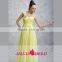 HT4 New Fashion One Shoulder Sweetheart Long Prom Dresses Floor Length Beaded Yellow Sleeveless Vestidos Para Formatura