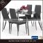 Hot sale cheap tempered glass top metal legs restaurant dining table
