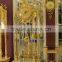 Royal Palace Italy Antique 24K Gold Plated Bronze Floor Clock, Brass Mounted Crystal and Marble Grandfather Floor Clock