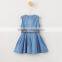 Casual style simple design belt denim children girls dress