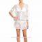 Transparent white lace inset kaftan women cover up