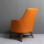 modern hotel orange ash wooden leg leather arm lounge chair