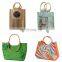 wholesale screen printed jute tote bag wooden handle shopping bag