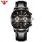 Fashion sport luxury leather quartz wrist watches men waterproof quartz watches