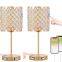 Bedroom Crystal Desk Lamp Touch Dimming Dual USB Charging Lamp