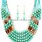Layers beads handmade bib statement necklace earring jewelry set