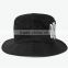 black customized 100% cotton bucket hats with lettersflat embroidey
