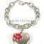 Red flower metal heart shape solid perfume container /lip gloss bracelet, various design, OEM designs accepted.<DHCA9013>