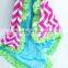 Personalized Hot Pink Chevron With Blue Dots Minky Ruffled Baby Minky Blanket