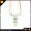 Fashion 3 Turquoise Stone Charms 18K Gold Choker Chain Necklace