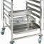 5 layers Round Tube Stainless Steel Room Food Serving Trolley shelf cart