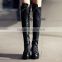 2015 Top quality military style sexy genuine leather women gladiator lace-up long tight over the knee boots CP6705