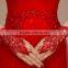 2016 Fashion Vintage Red Womens Brides Floral Bowknot Full Finger Shorts Lace Bridal Gloves